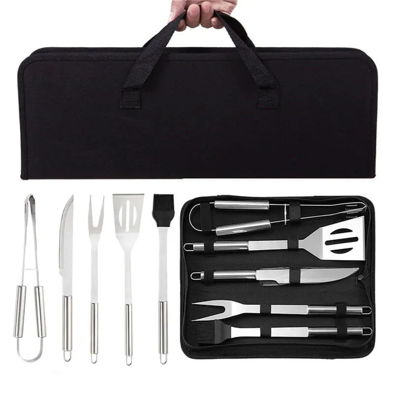 5-Piece BBQ Grill Tool Set with Storage Bag
