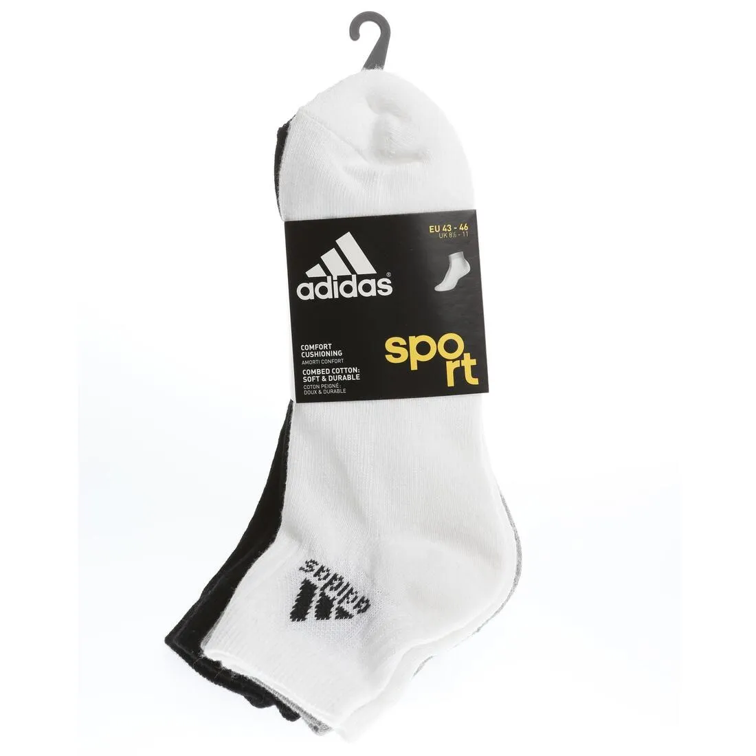 AdiAnkle Mid Tennis Socks Tri-Pack - White/Black