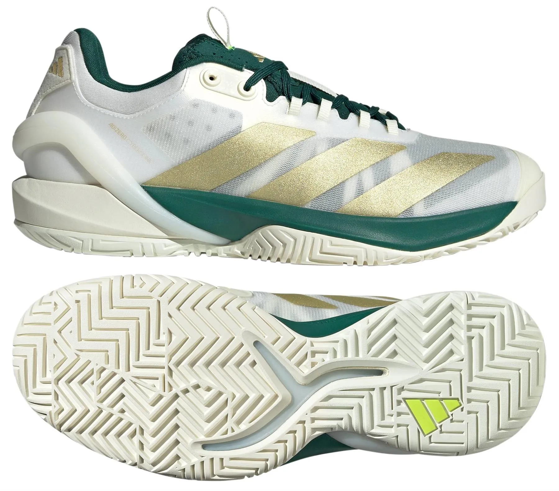 ADIDAS Cybersonic 2 Mens Tennis Shoes - White / Gold / Green