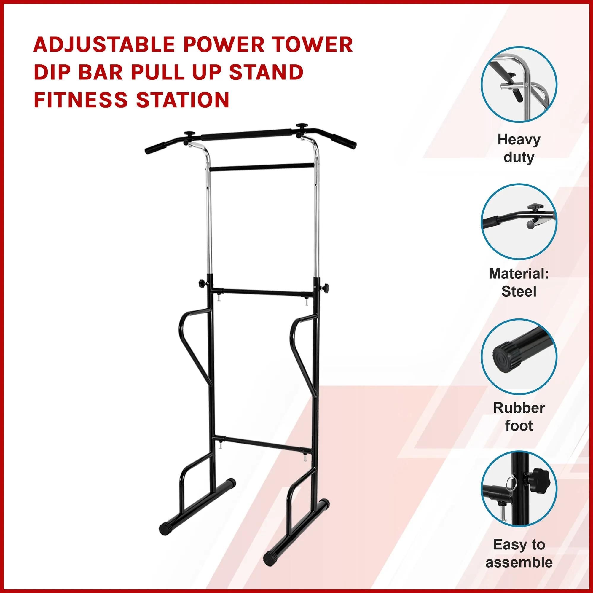 Adjustable Power Tower Dip Bar Pull Up Stand Fitness Station