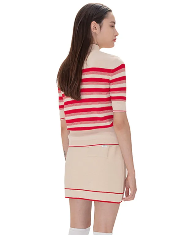 AVEN Hampton Striped Mid-Neck Knit - Red
