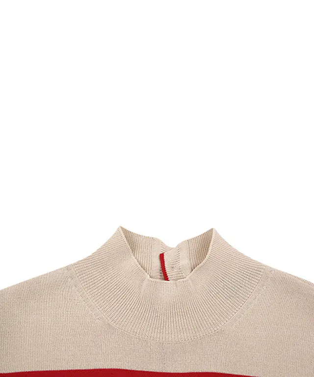 AVEN Hampton Striped Mid-Neck Knit - Red