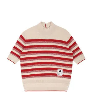AVEN Hampton Striped Mid-Neck Knit - Red