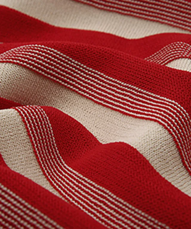 AVEN Hampton Striped Mid-Neck Knit - Red