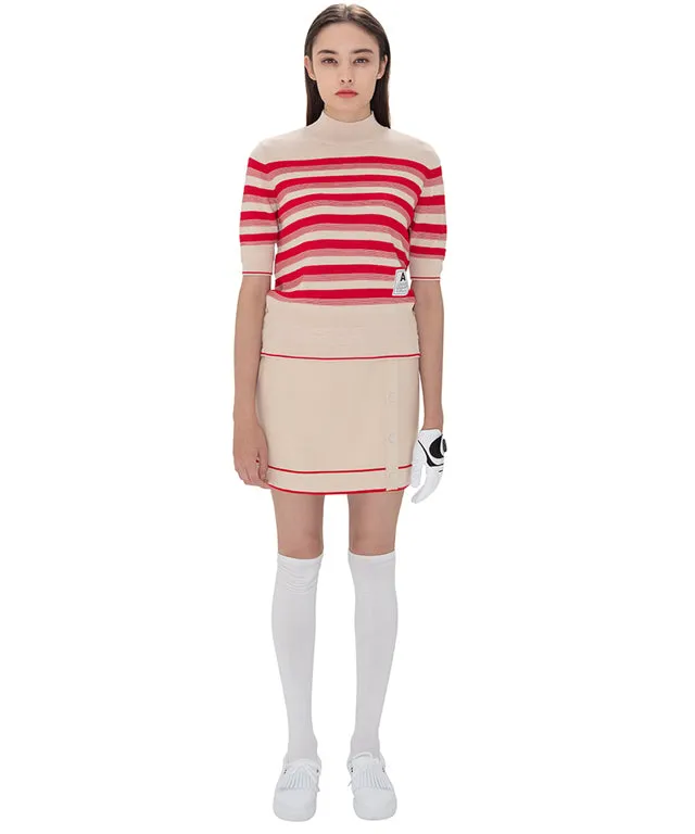 AVEN Hampton Striped Mid-Neck Knit - Red