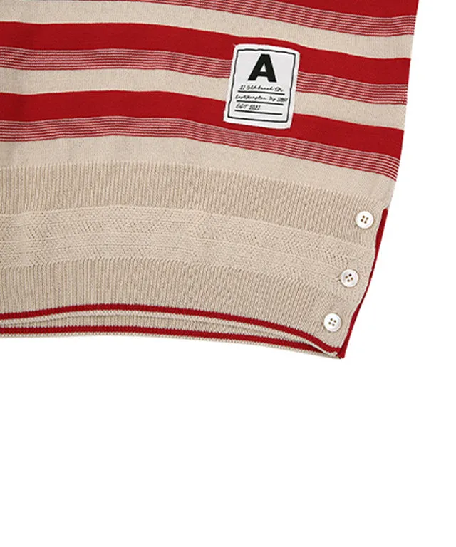 AVEN Hampton Striped Mid-Neck Knit - Red