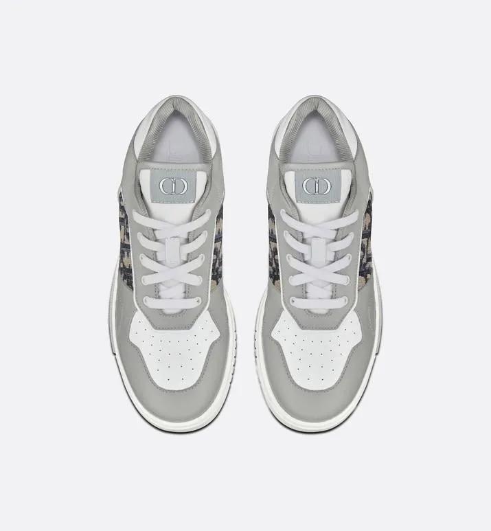B27 Low-Top Sneaker • Gray and White Smooth Calfskin with Beige and Black Dior Oblique Jacquard