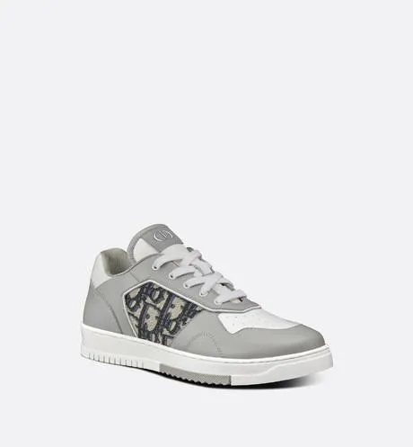B27 Low-Top Sneaker • Gray and White Smooth Calfskin with Beige and Black Dior Oblique Jacquard