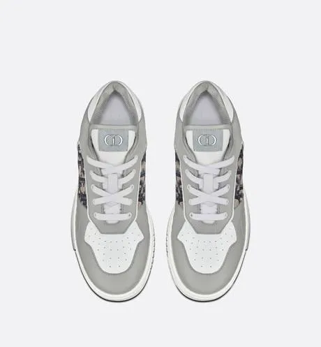 B27 Low-Top Sneaker • Gray and White Smooth Calfskin with Beige and Black Dior Oblique Jacquard