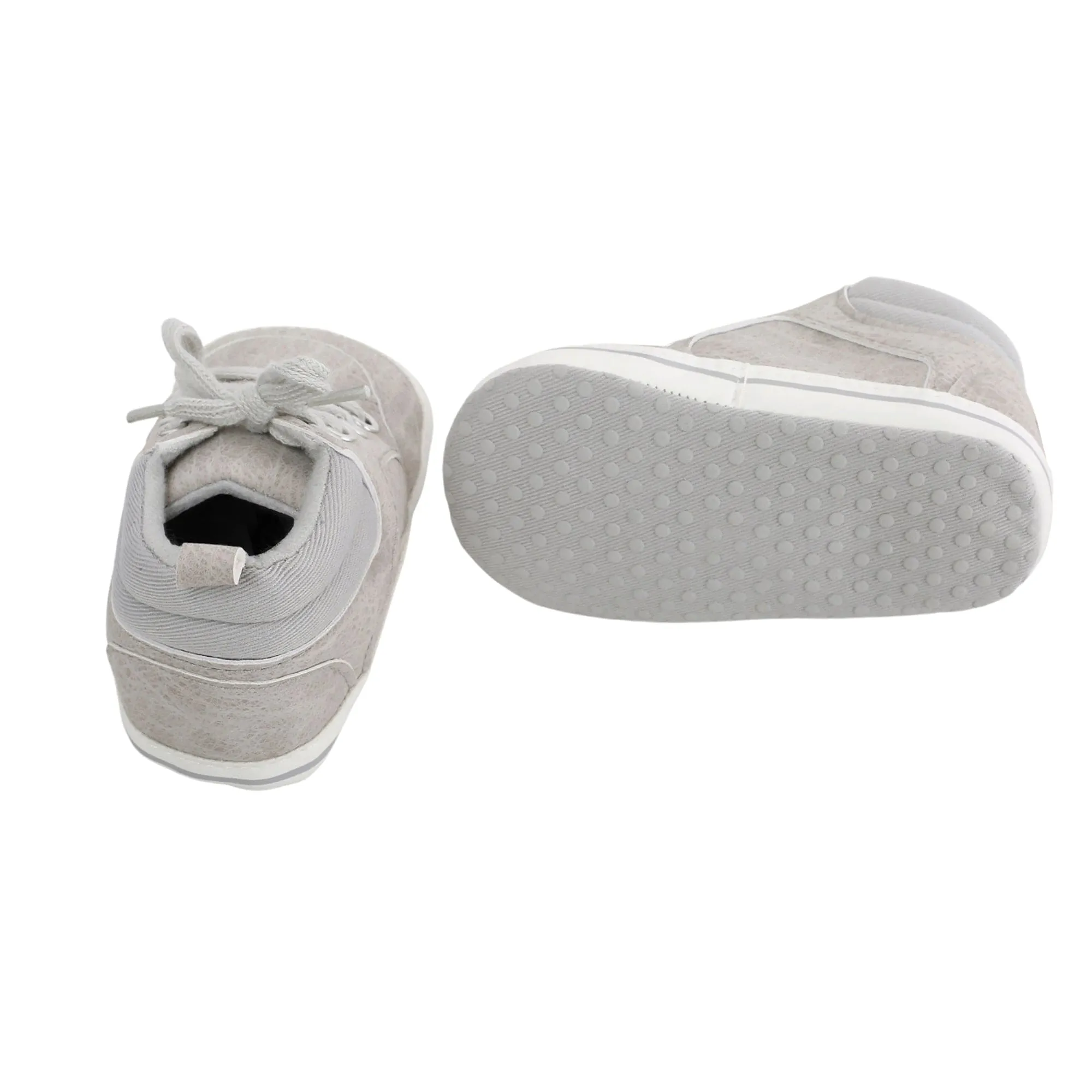 Baby Moo Textured Grey Lace Up Sneakers