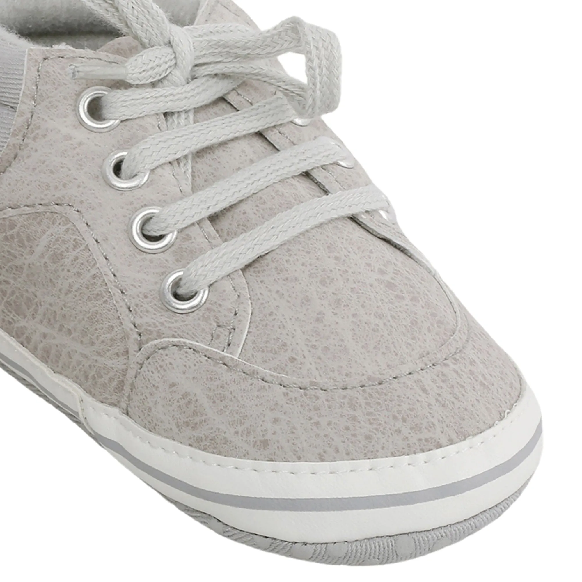 Baby Moo Textured Grey Lace Up Sneakers