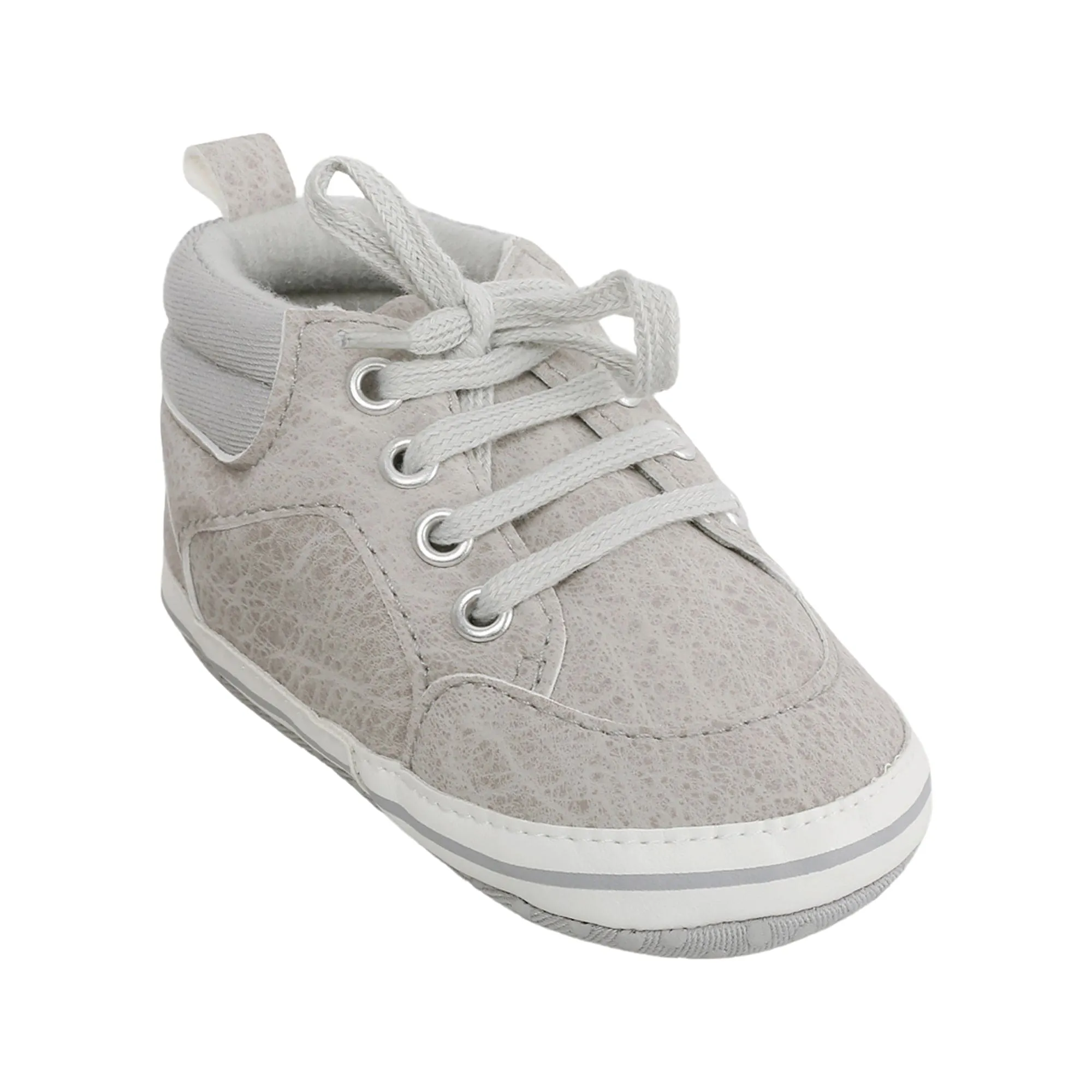 Baby Moo Textured Grey Lace Up Sneakers