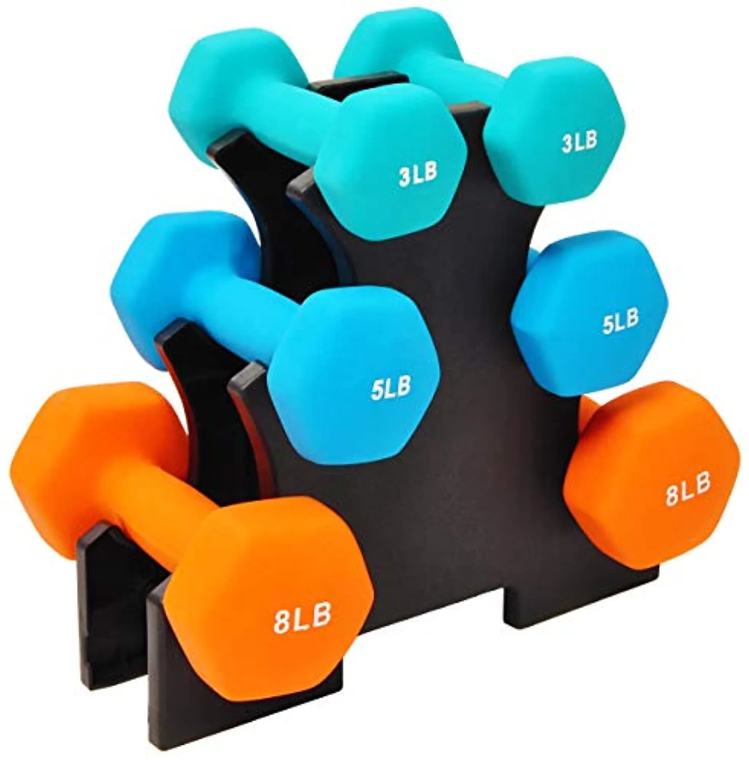 BalanceFrom Colored Neoprene Coated Dumbbell Set with Stand