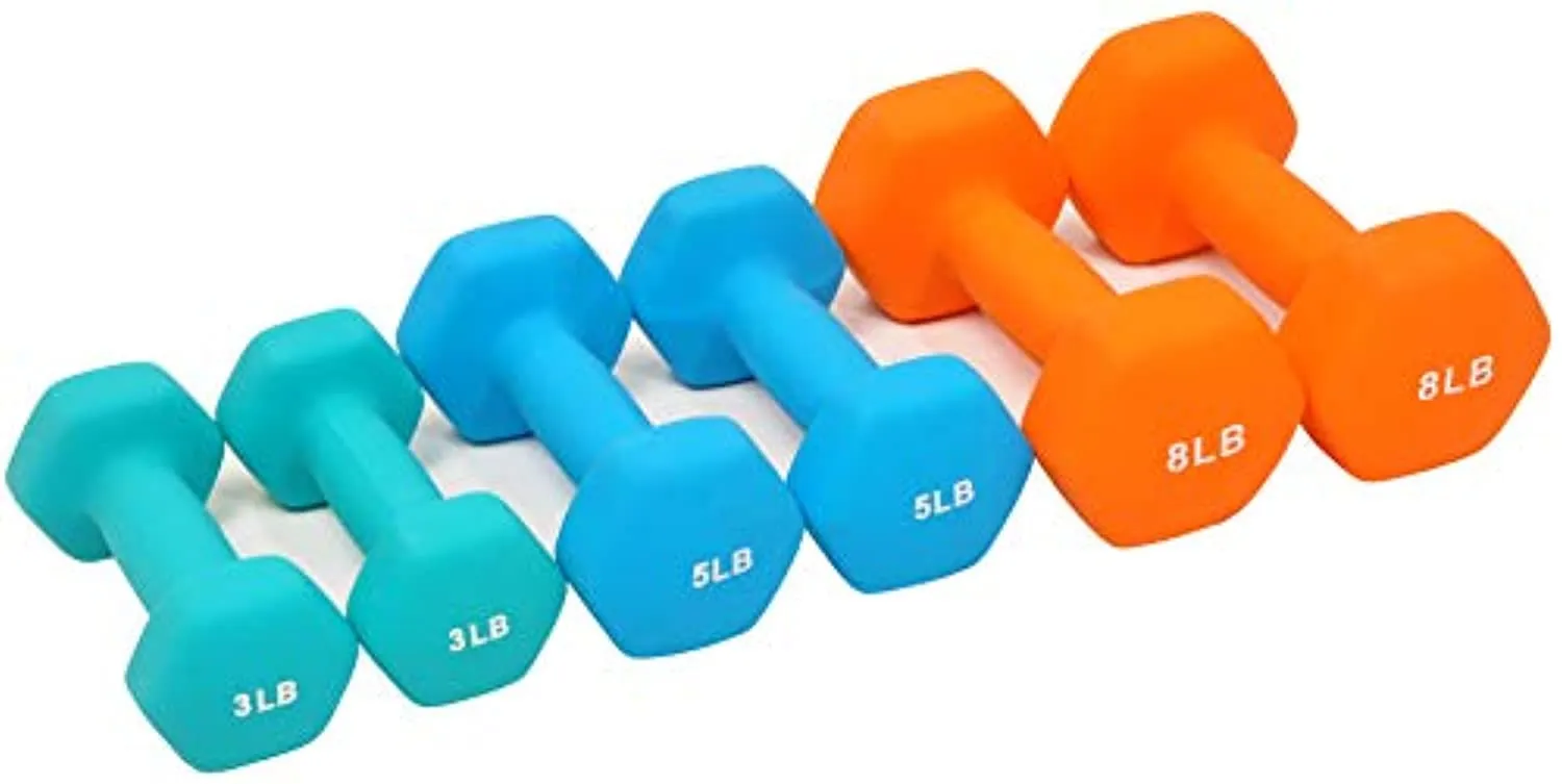 BalanceFrom Colored Neoprene Coated Dumbbell Set with Stand