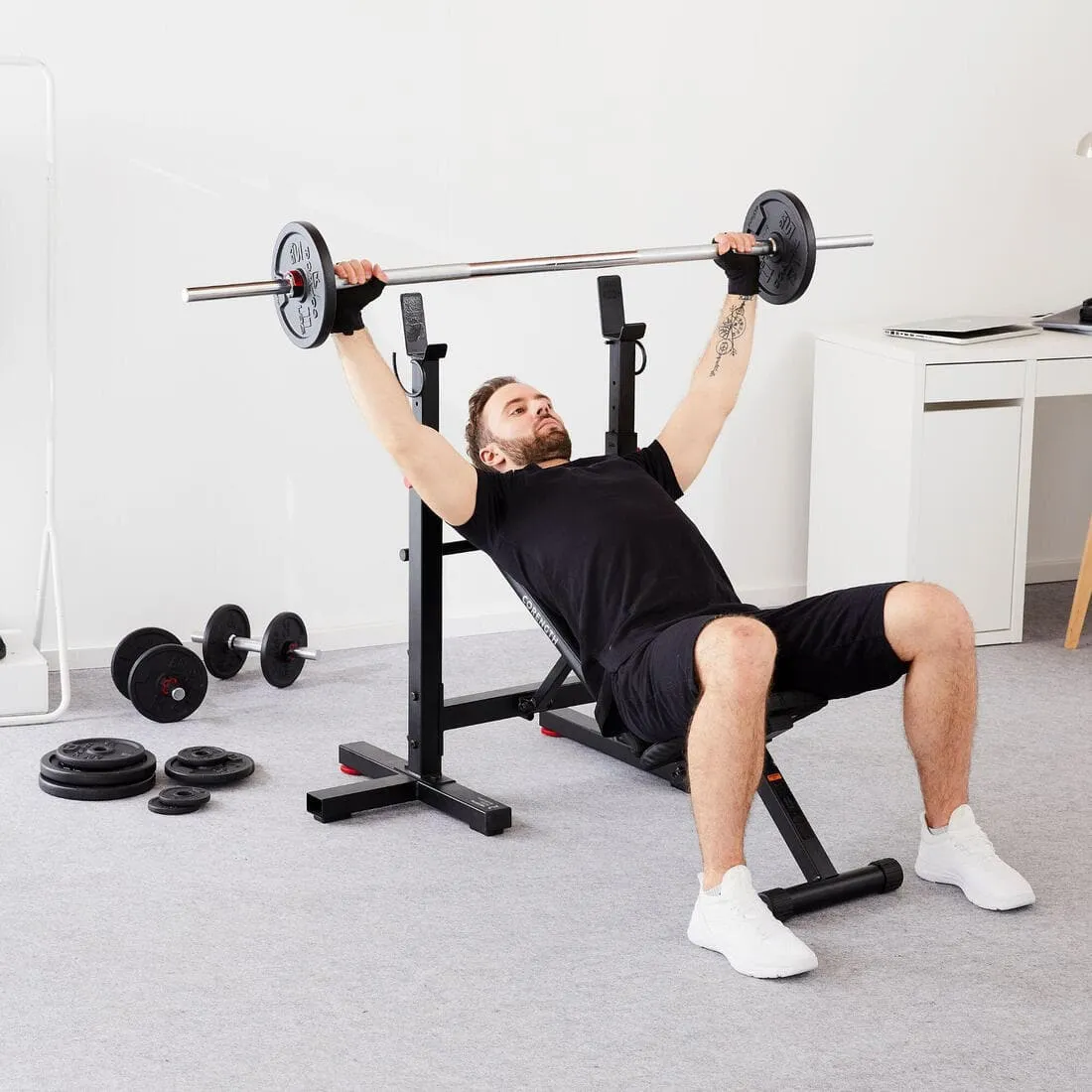Banc de musculation avec chandelles pliables, inclinable - bench press fold