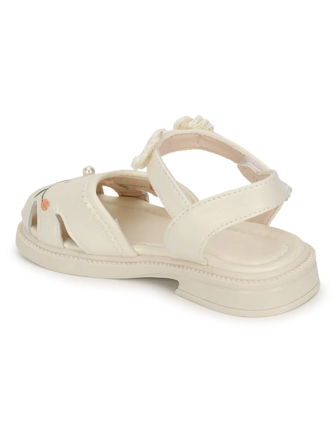 Beige PU Velcro Sandals For Kids-Girls (TC-861-BEIG)