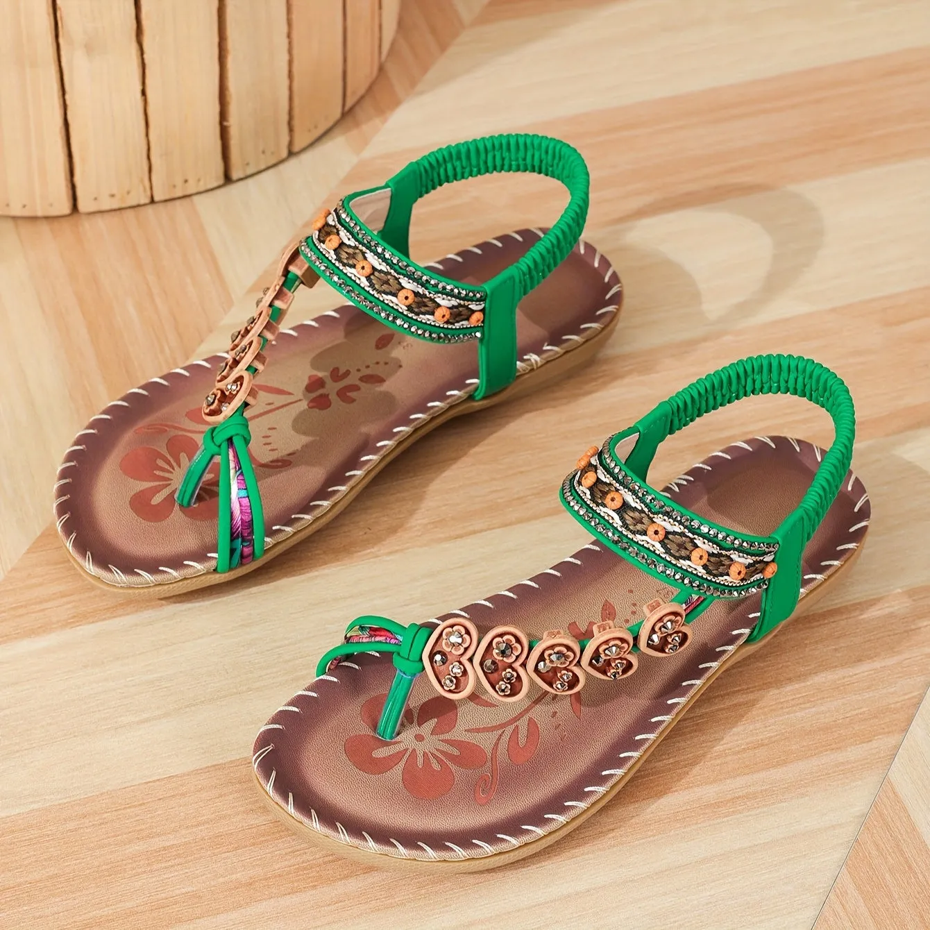 Bionda | Boho Sandalen met Sierkralen en Comfortzool