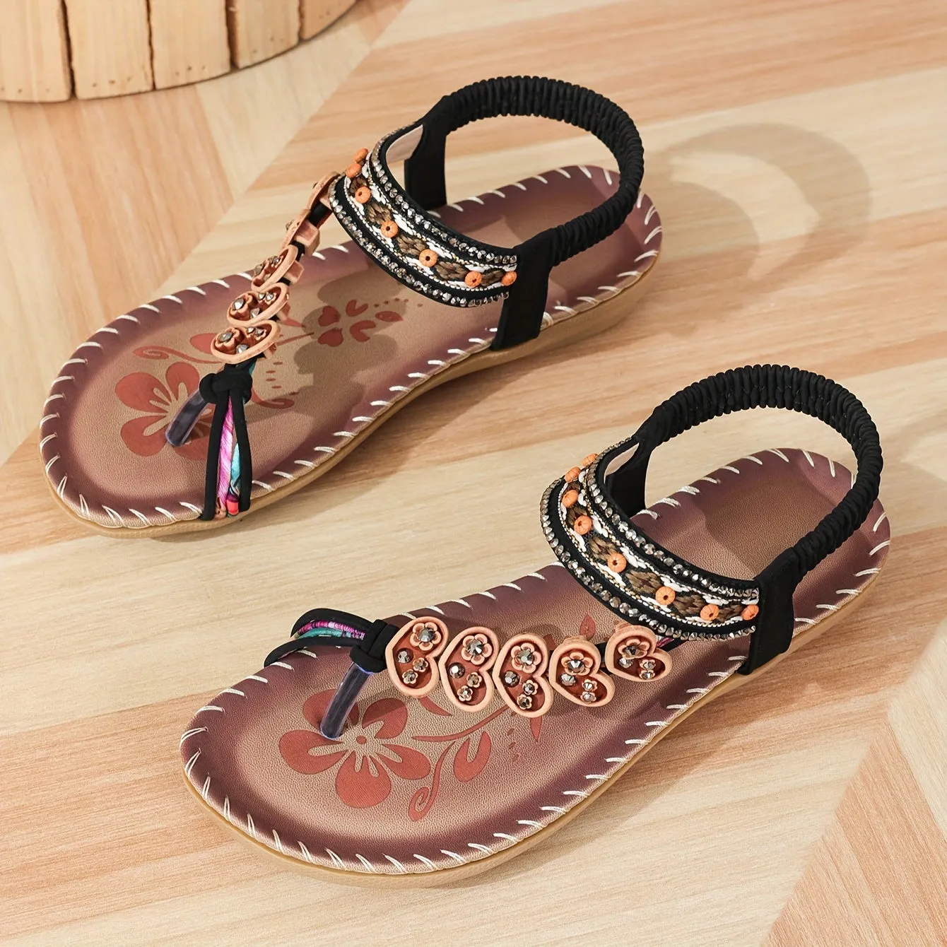 Bionda | Boho Sandalen met Sierkralen en Comfortzool