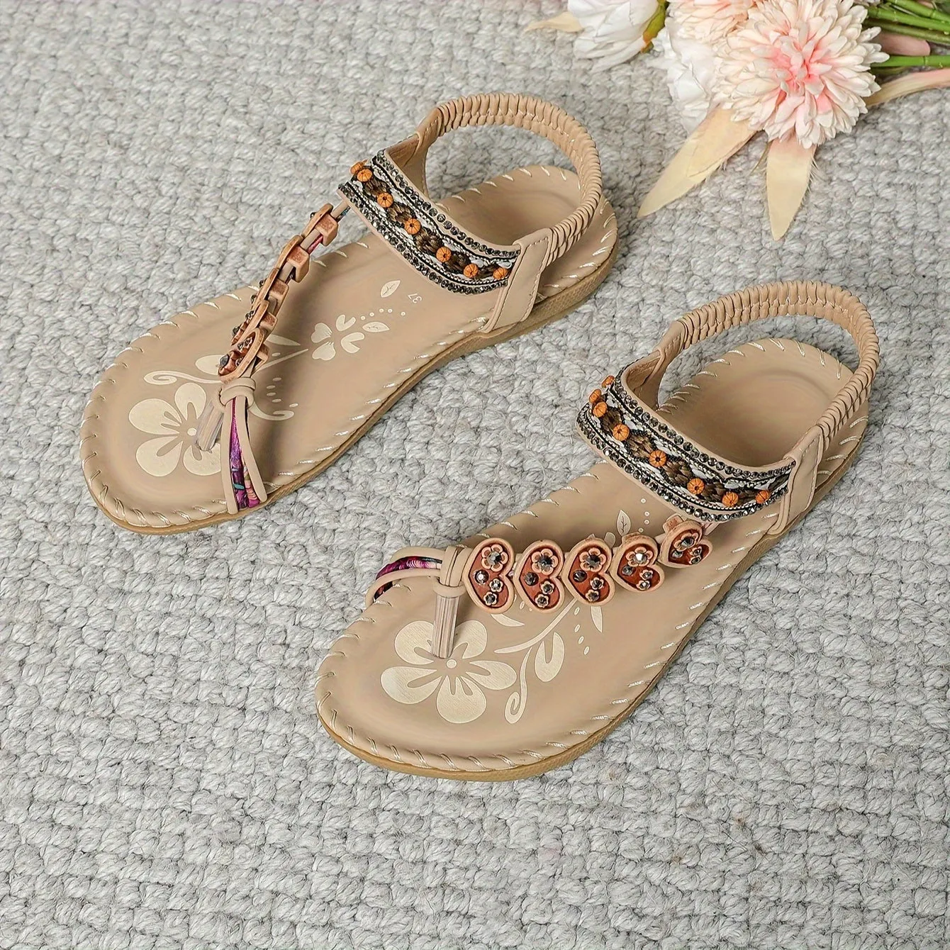 Bionda | Boho Sandalen met Sierkralen en Comfortzool