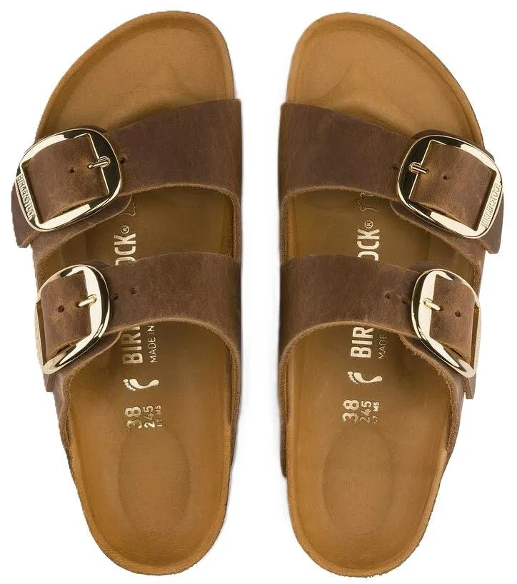 Birkenstock Arizona Big Buckle Sandals - Cognac Oiled Leather | Comfortable Cork Footbed