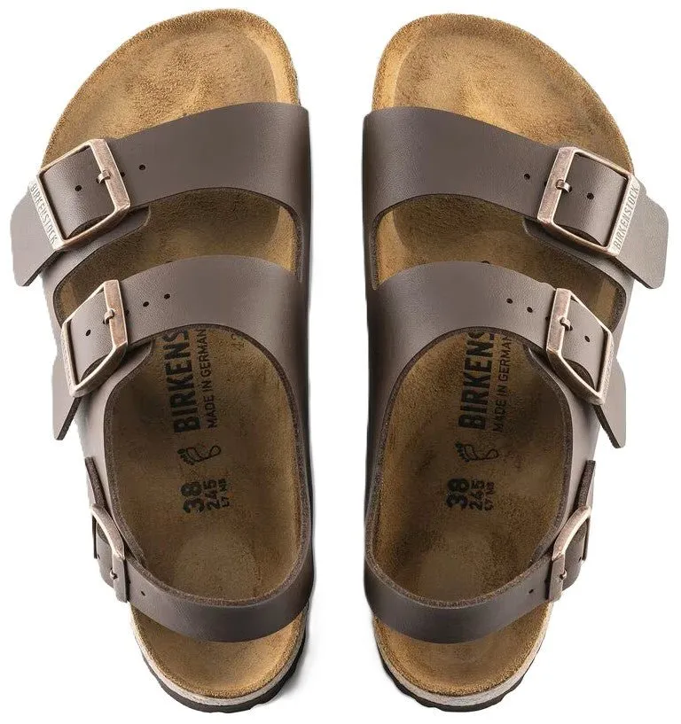 Birkenstock Milano Sandals - Dark Brown Birko-Flor | Comfortable Cork Footbed