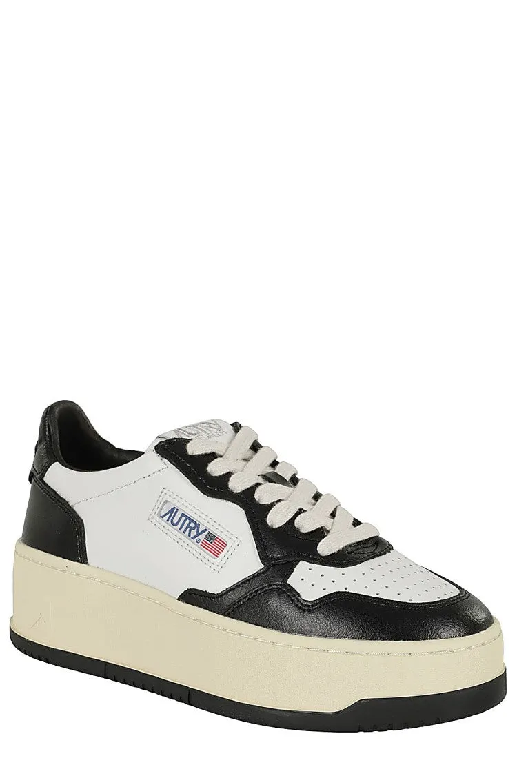 Black And White Platform Low Sneakers