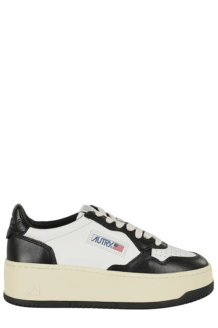 Black And White Platform Low Sneakers