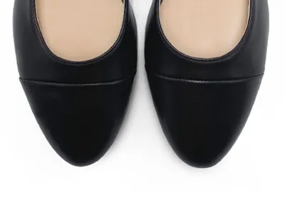 Black leather slingback ballet flats