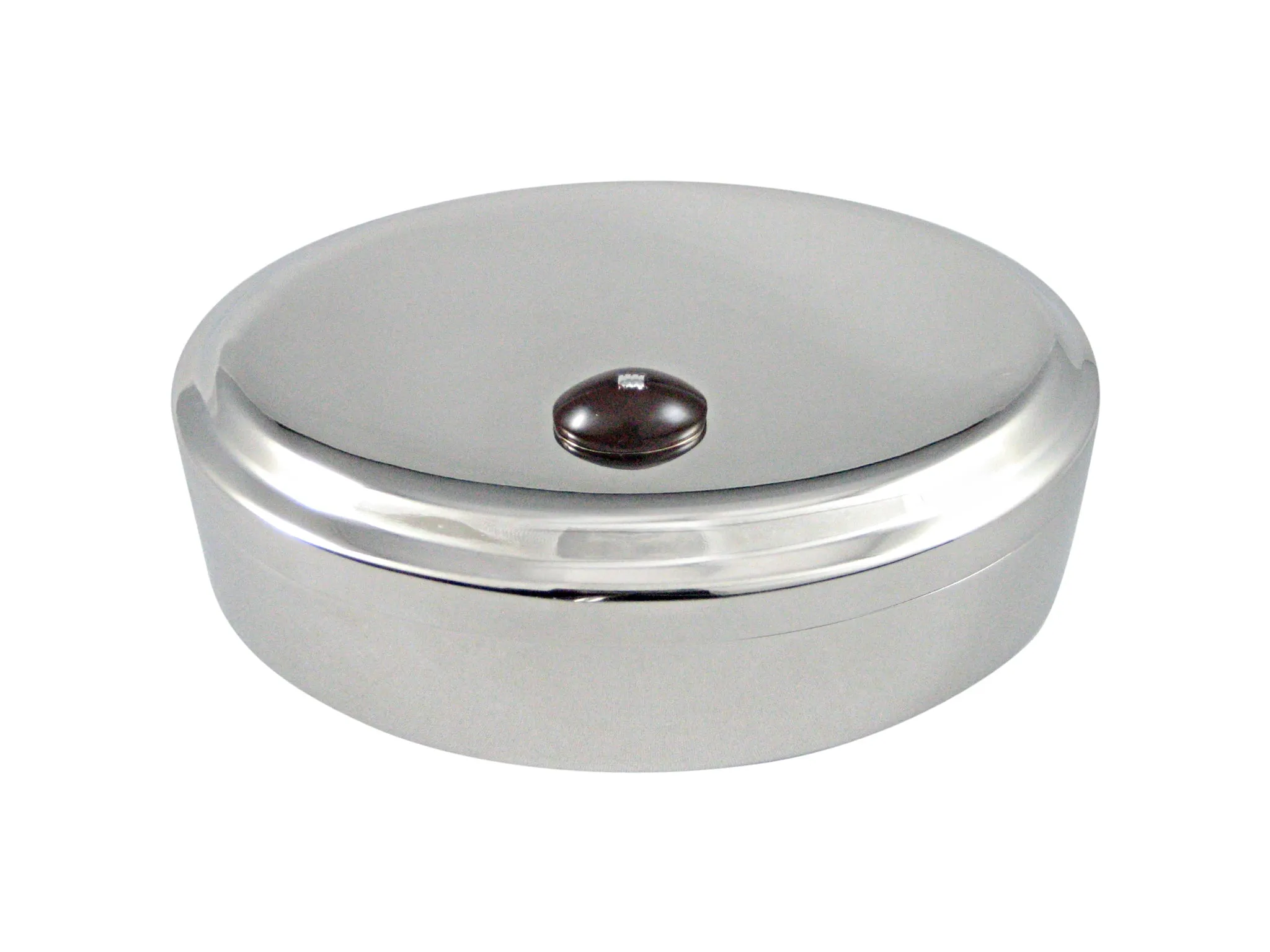 Brown Football Sports Pendant Oval Trinket Jewelry Box