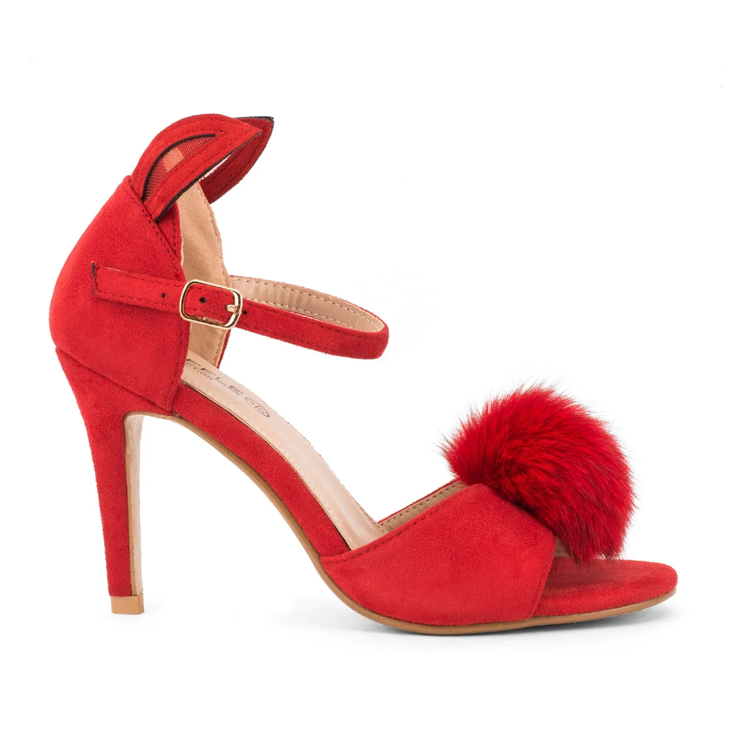 Bunny Ear Pom Pom Stiletto Sandal