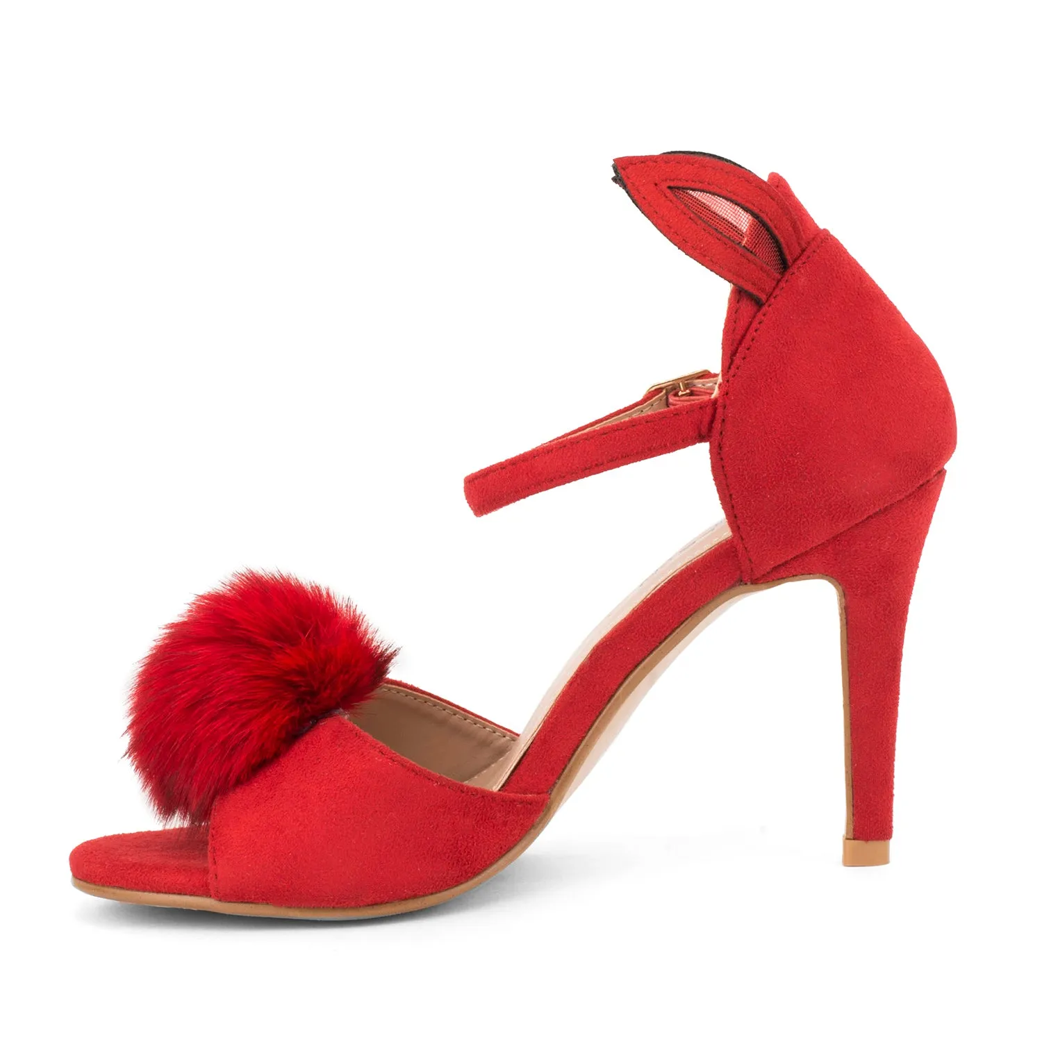 Bunny Ear Pom Pom Stiletto Sandal