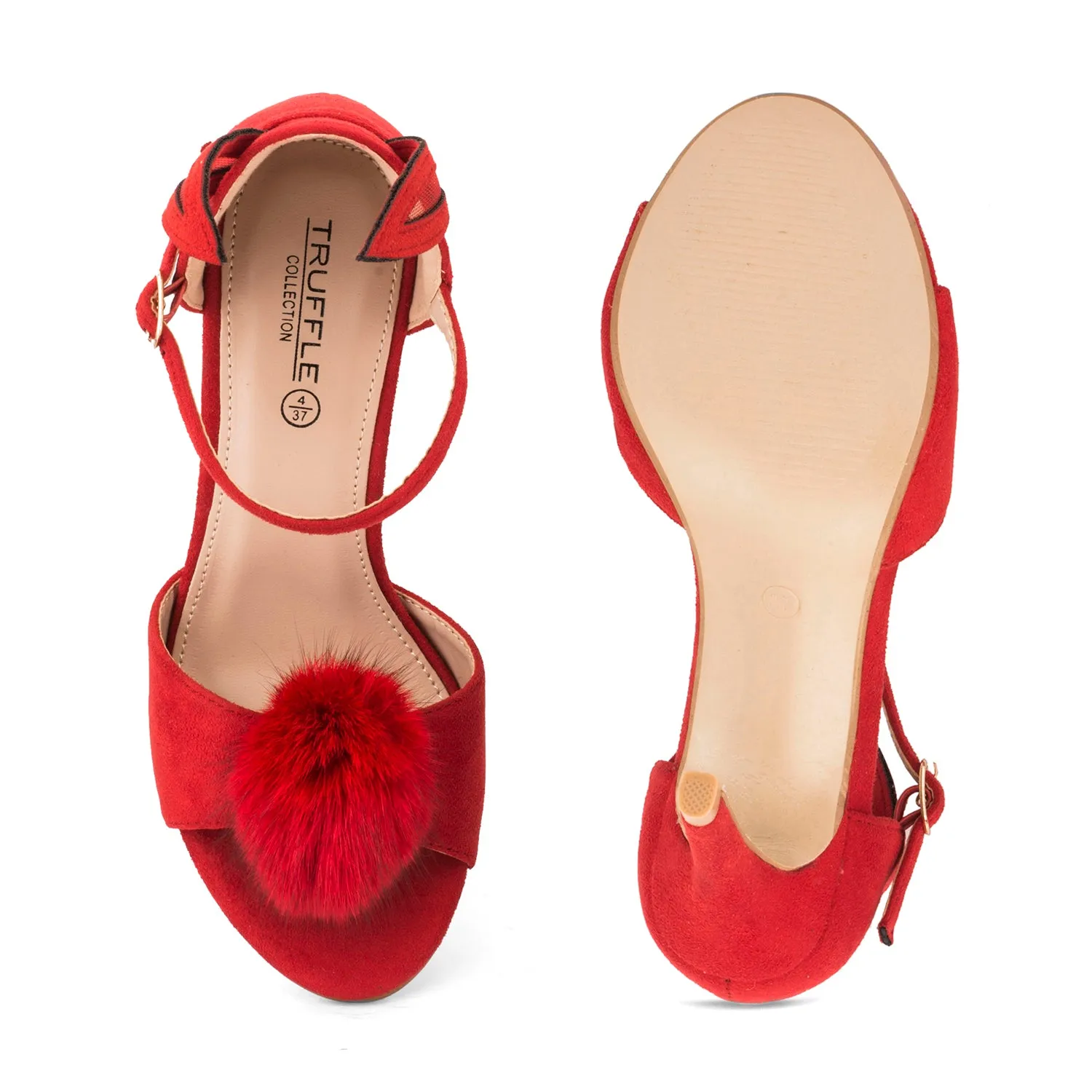 Bunny Ear Pom Pom Stiletto Sandal