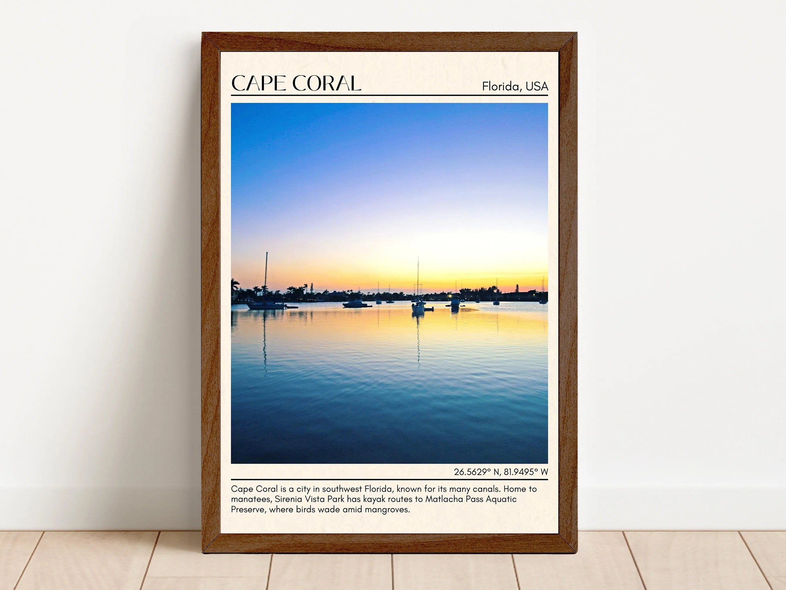Cape Coral Minimal Wall Art, Florida, USA