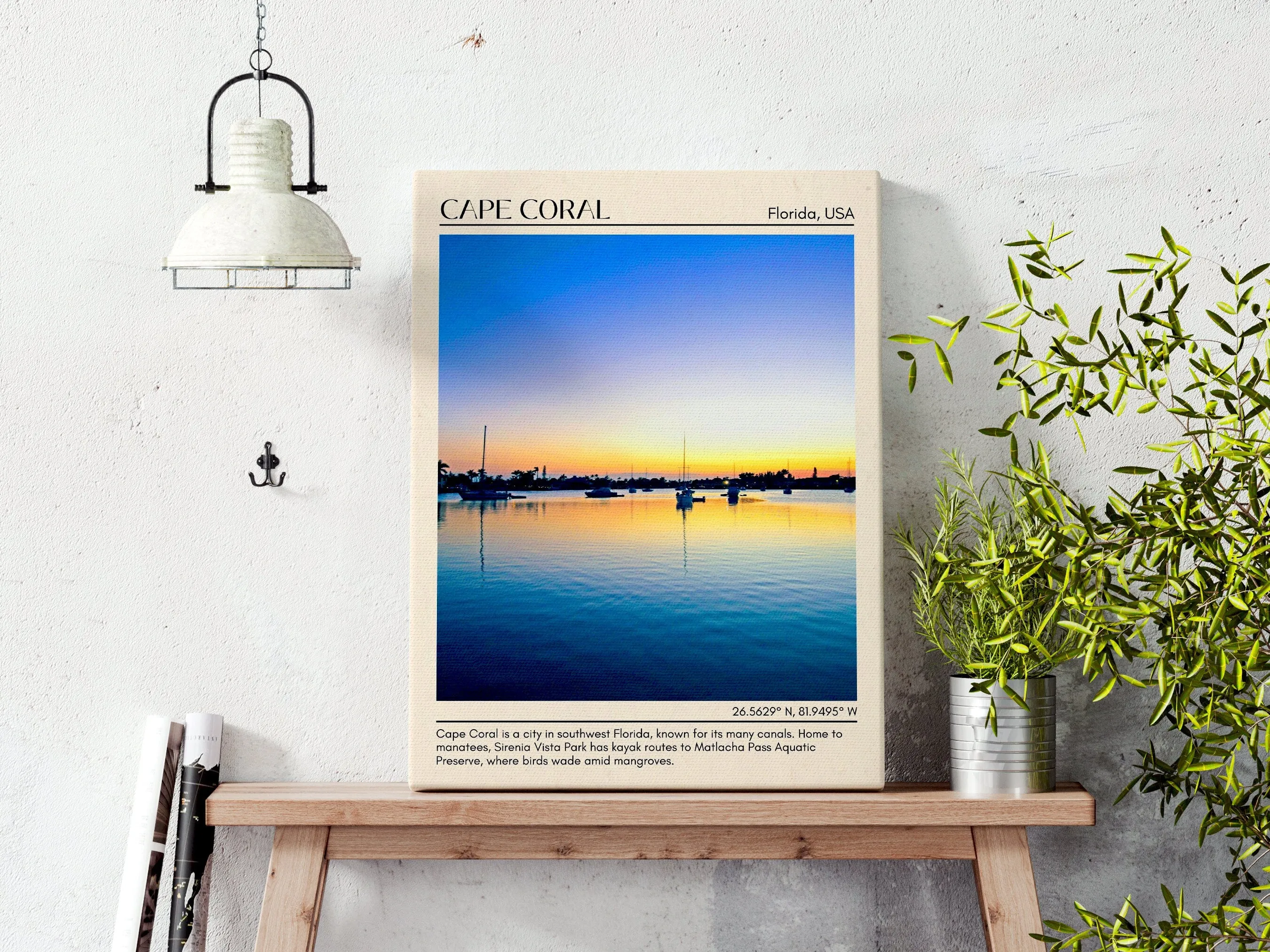 Cape Coral Minimal Wall Art, Florida, USA