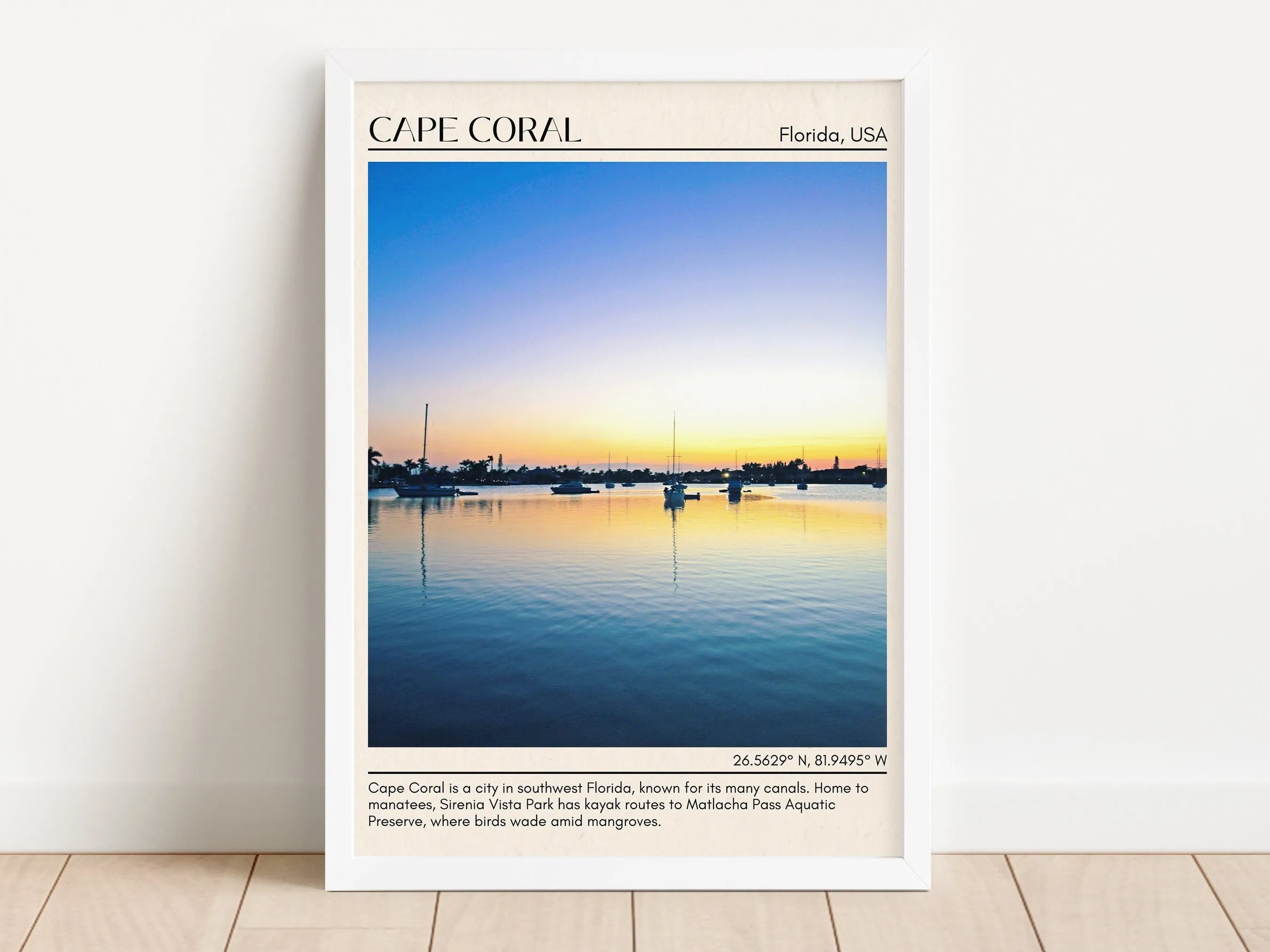 Cape Coral Minimal Wall Art, Florida, USA