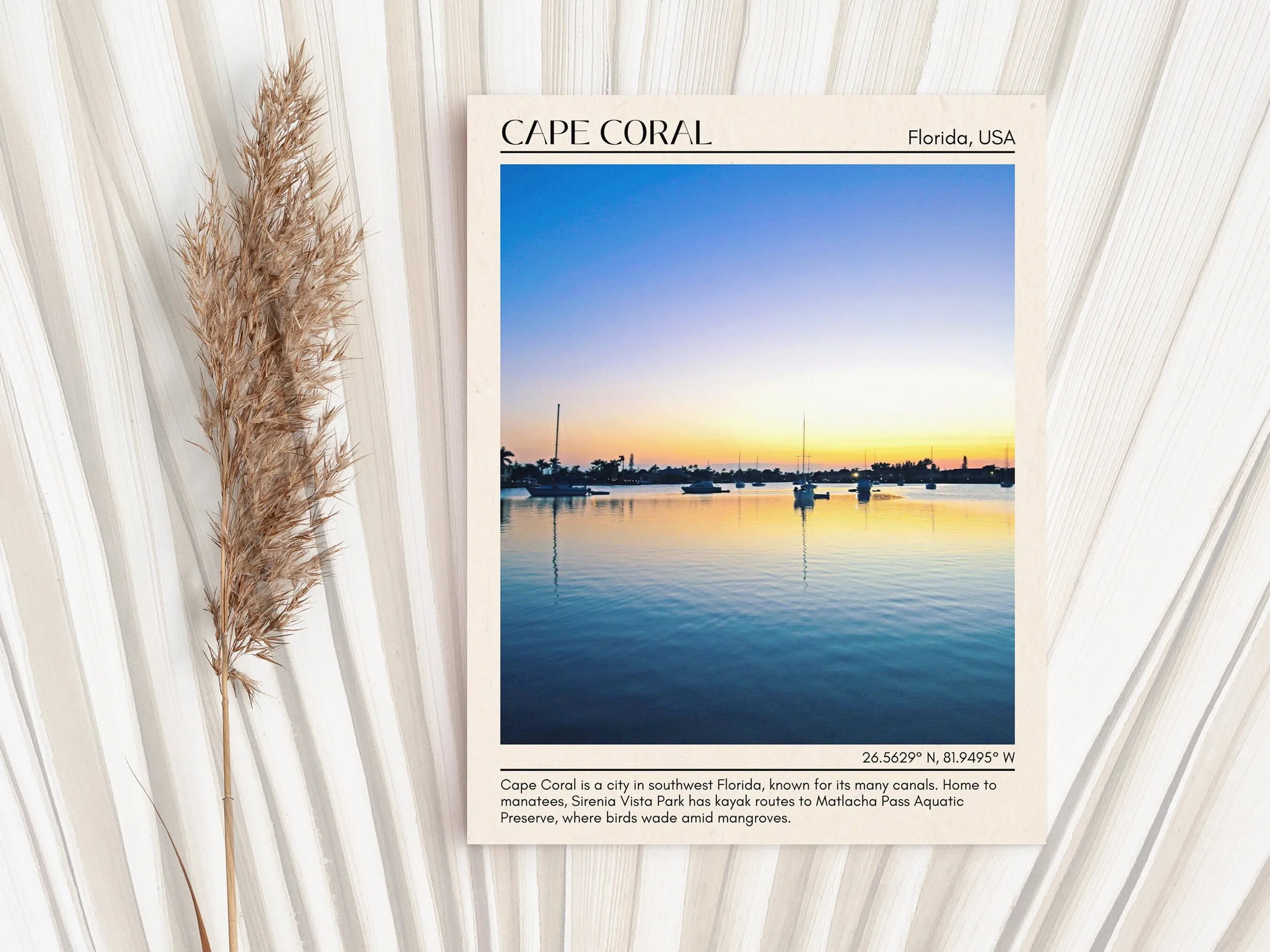 Cape Coral Minimal Wall Art, Florida, USA
