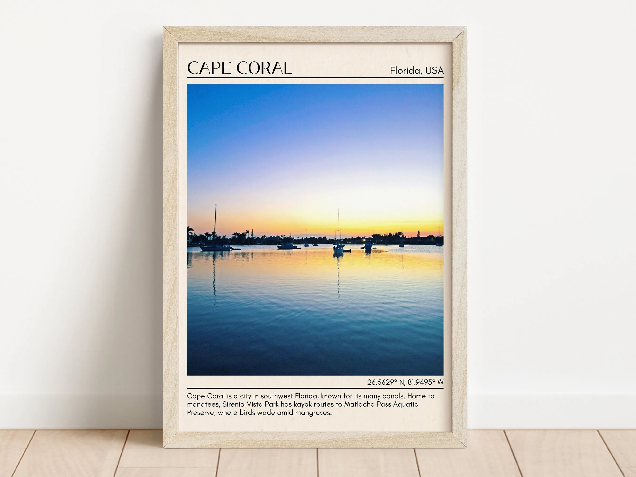 Cape Coral Minimal Wall Art, Florida, USA