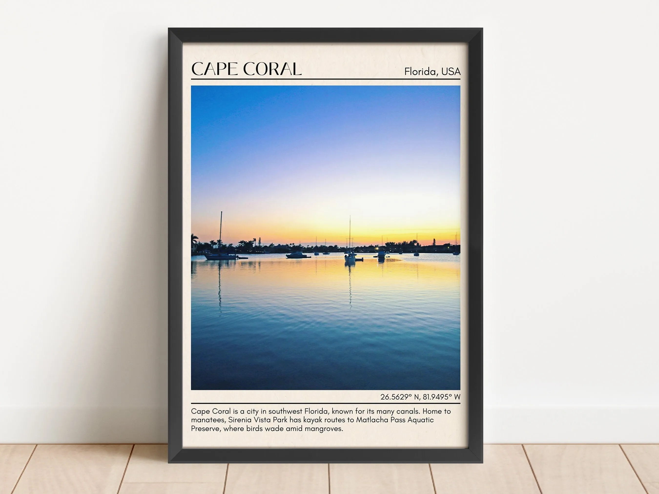 Cape Coral Minimal Wall Art, Florida, USA