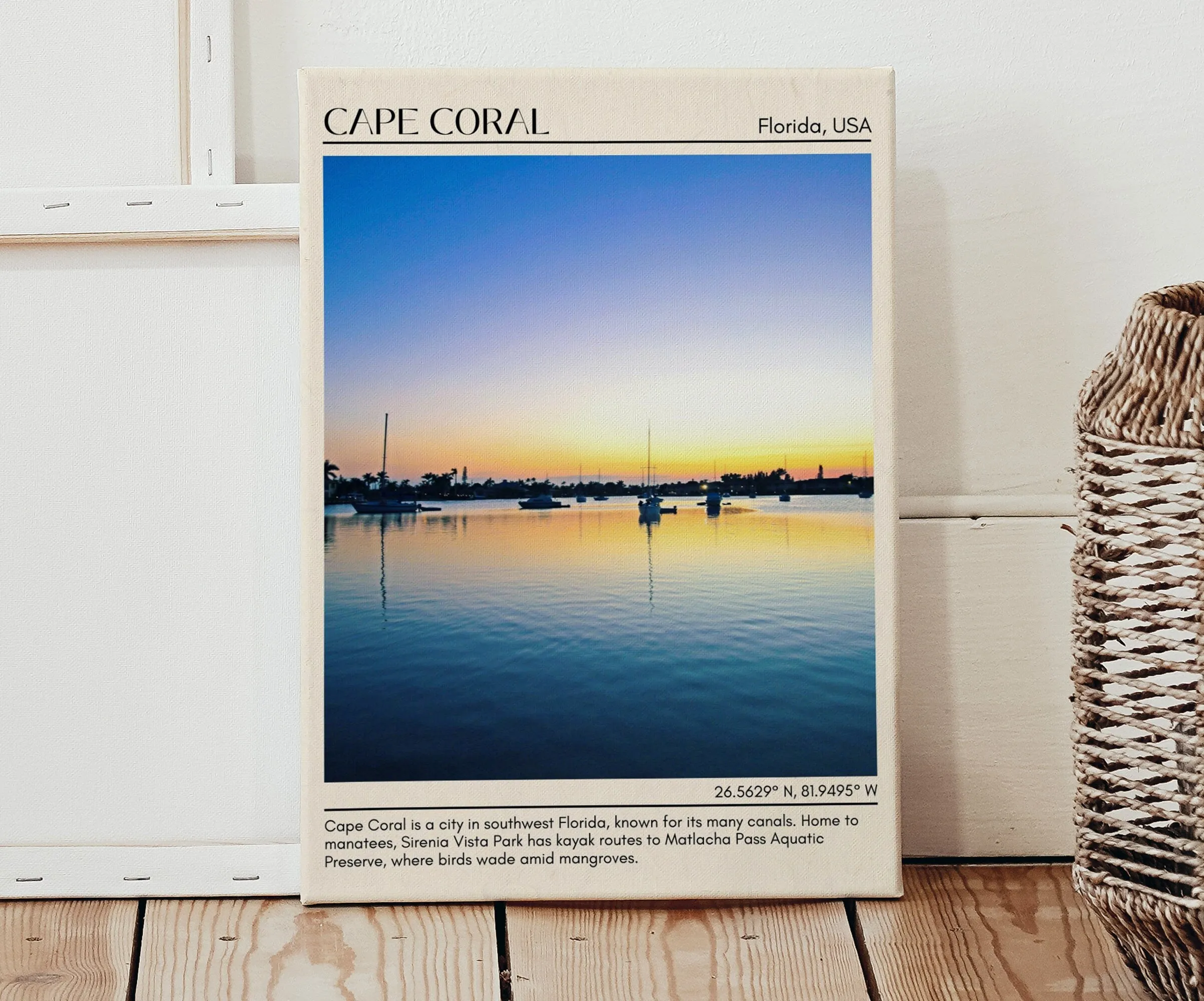 Cape Coral Minimal Wall Art, Florida, USA