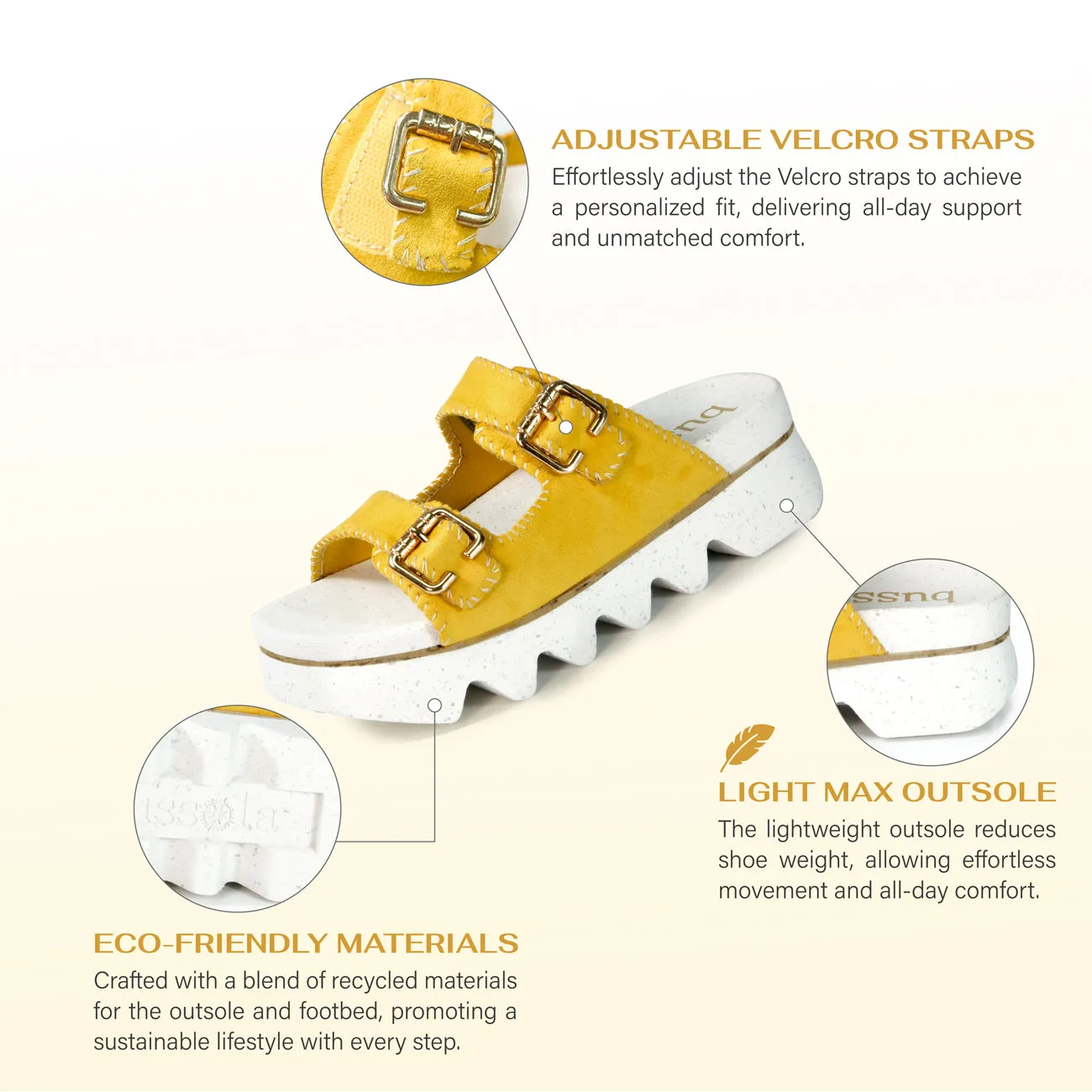 Capri Buckle Strap Slide Sandals (Daffodil)