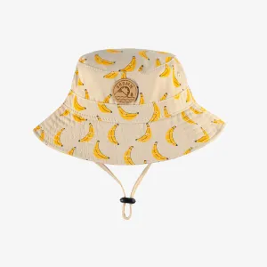 Chapeau de soleil beige en twill à motifs de bananes, bébé||Beige twill sun hat with banana all over print, baby