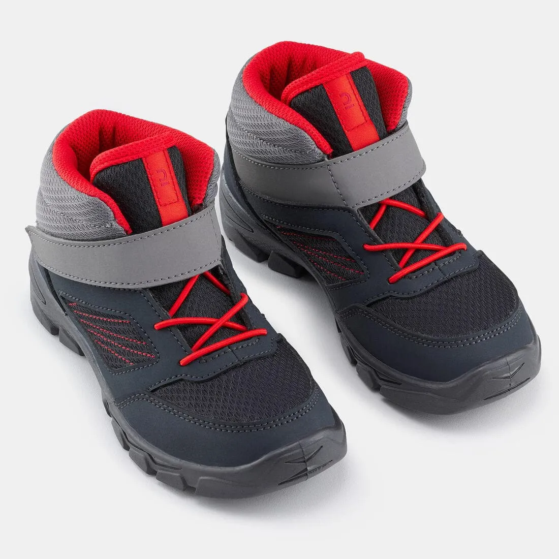 Chaussures de randonnée enfant avec scratch MH100 Mid grise foncée du 24 AU 34