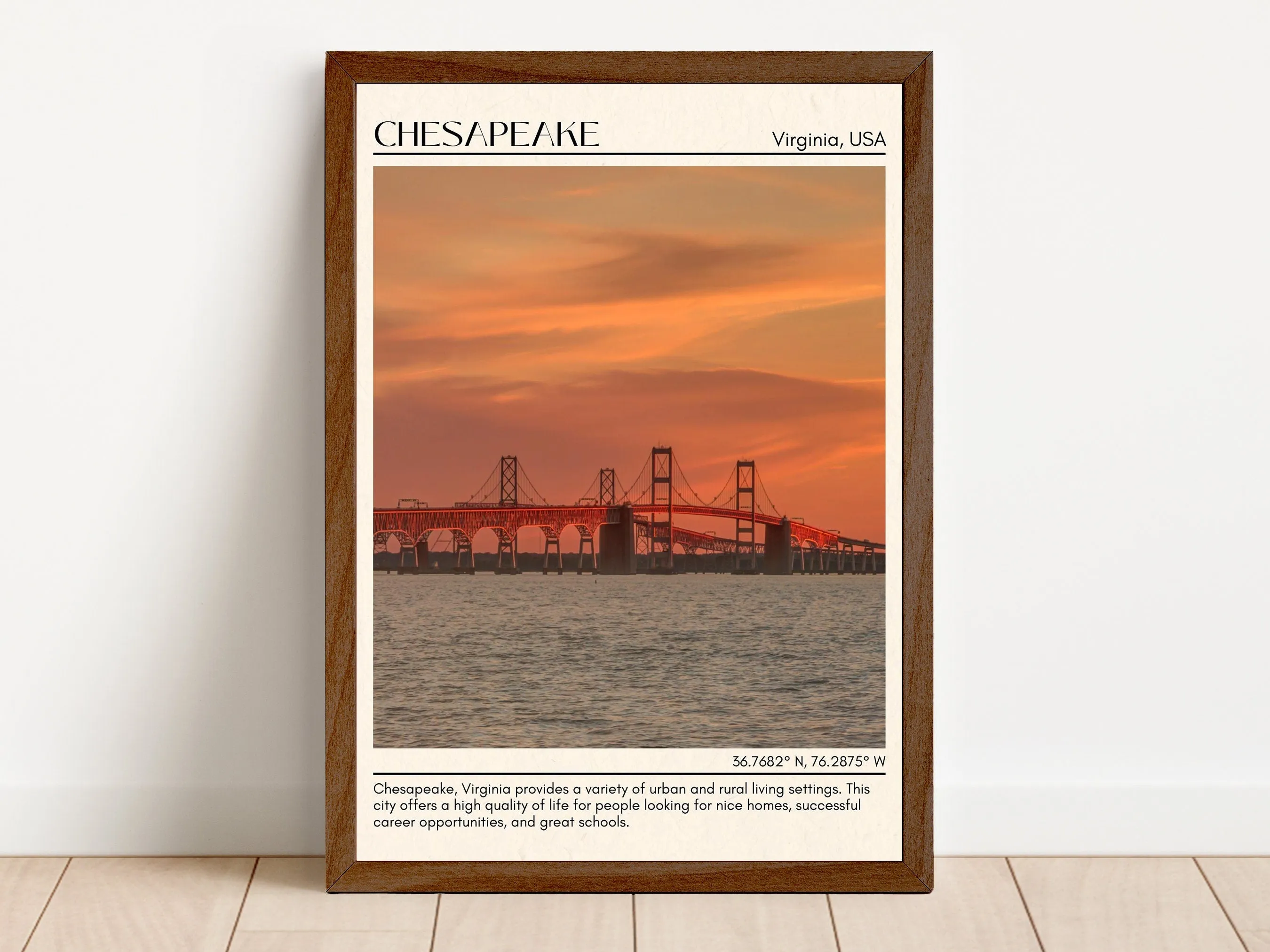 Chesapeake Minimal Wall Art, Virginia, USA