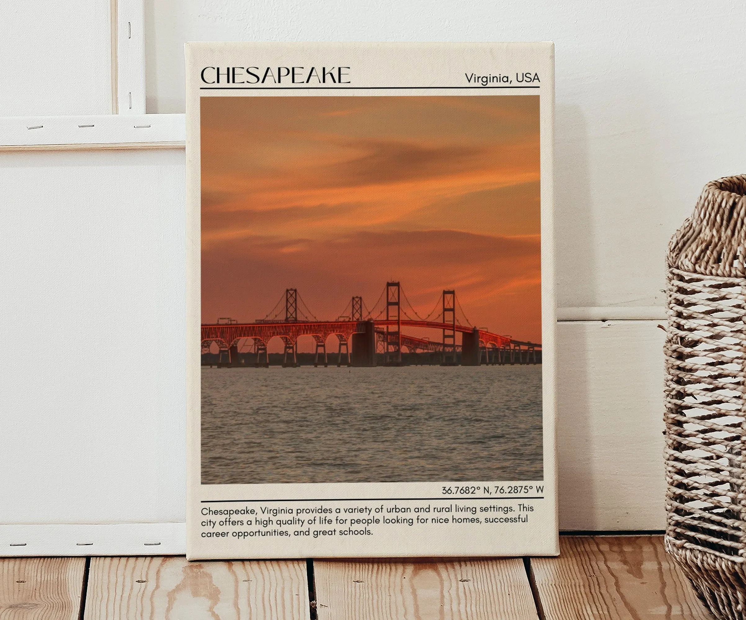 Chesapeake Minimal Wall Art, Virginia, USA
