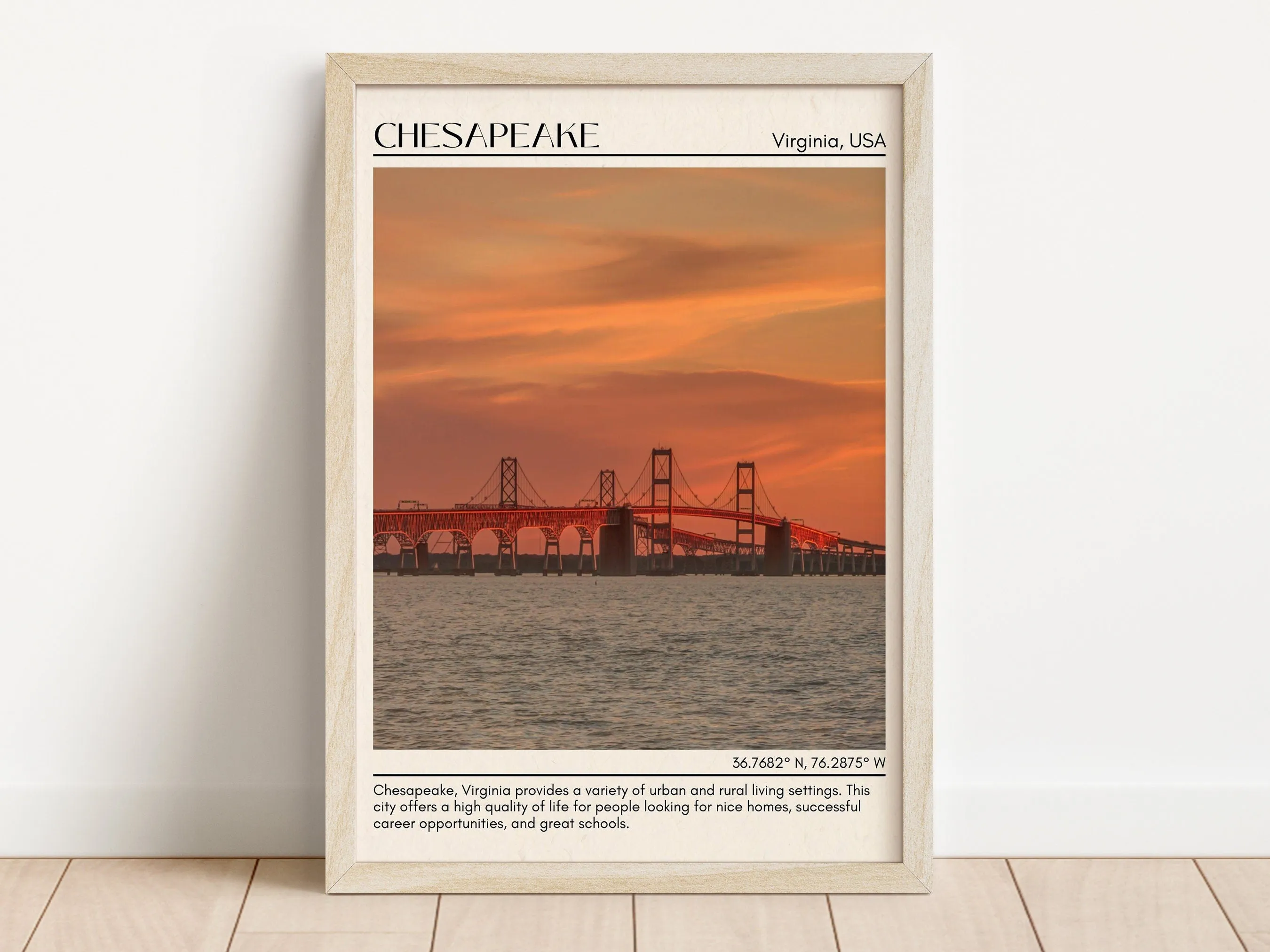 Chesapeake Minimal Wall Art, Virginia, USA