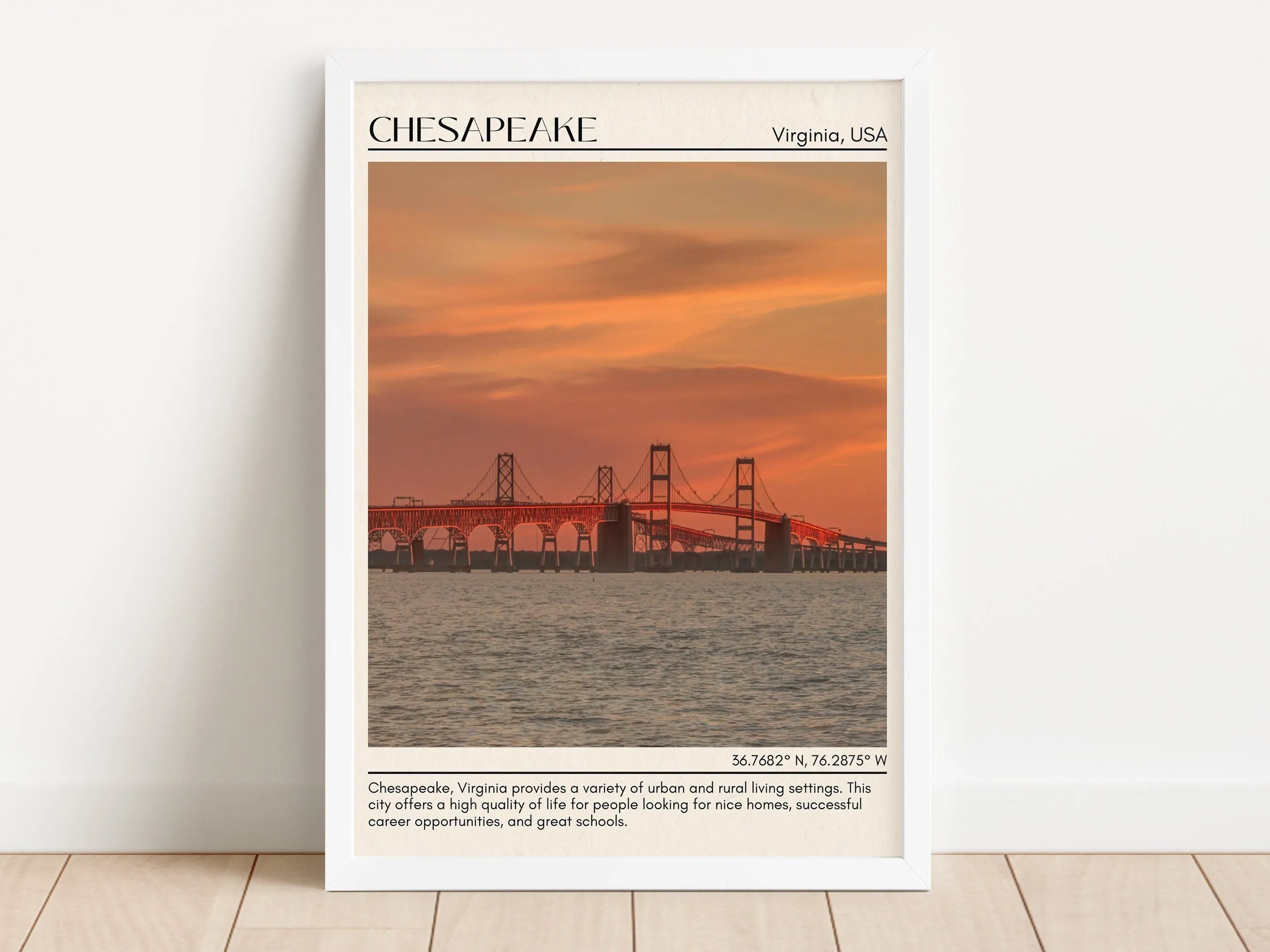 Chesapeake Minimal Wall Art, Virginia, USA