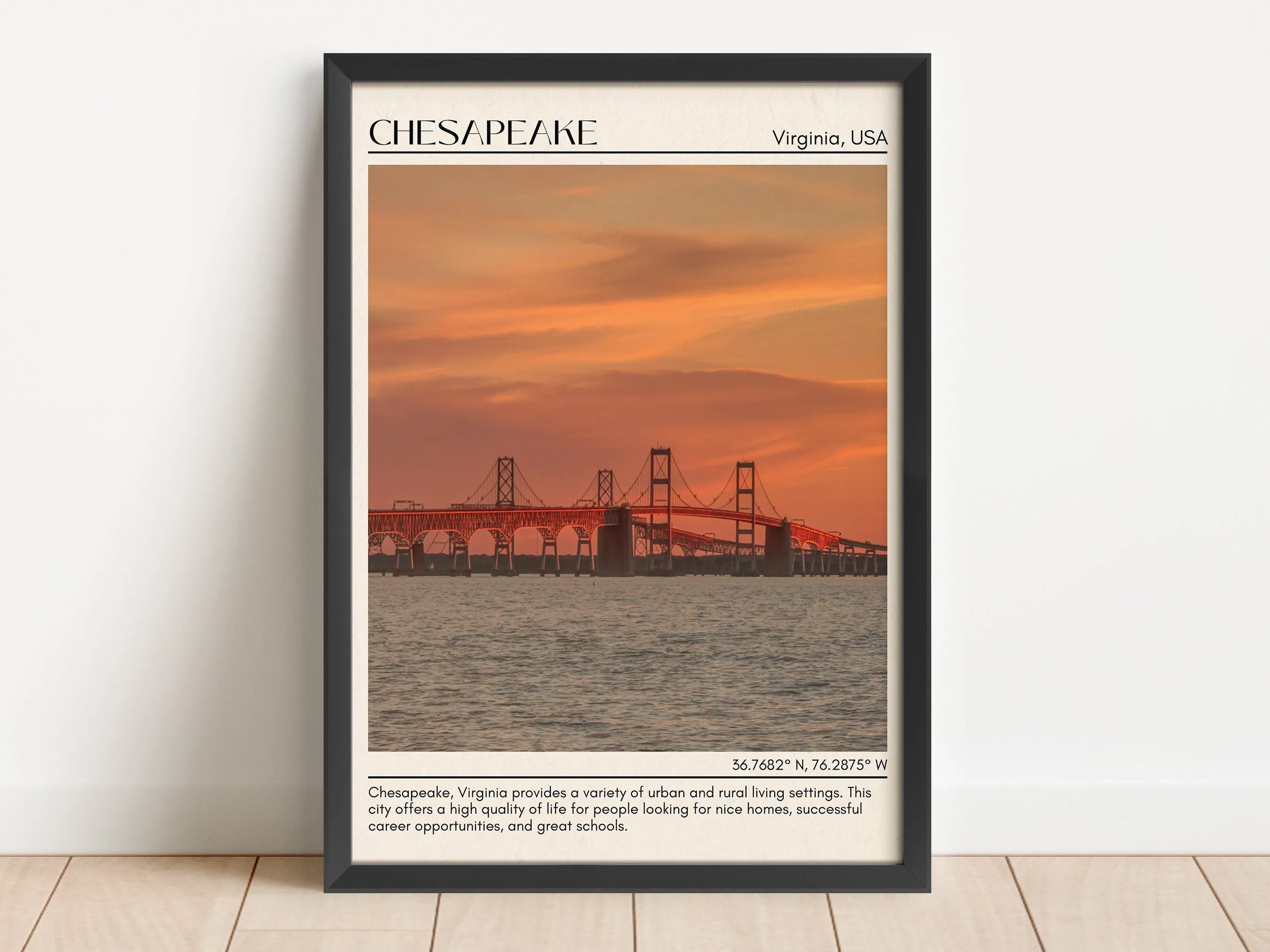 Chesapeake Minimal Wall Art, Virginia, USA