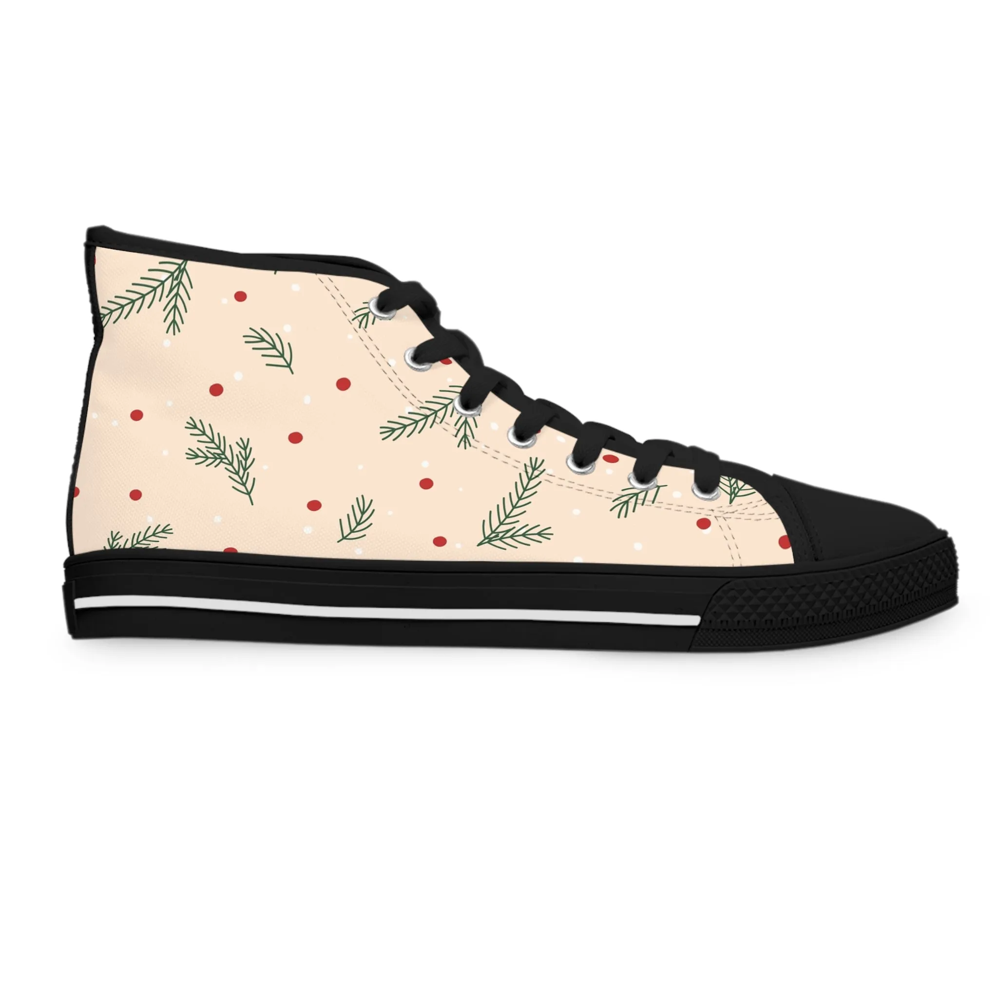 Christmas Tree Twig and Berries Women's High Top Sneakers