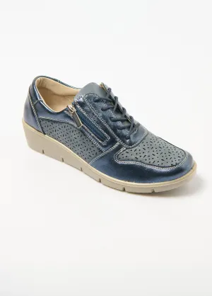 Comfort width zipped sneakers