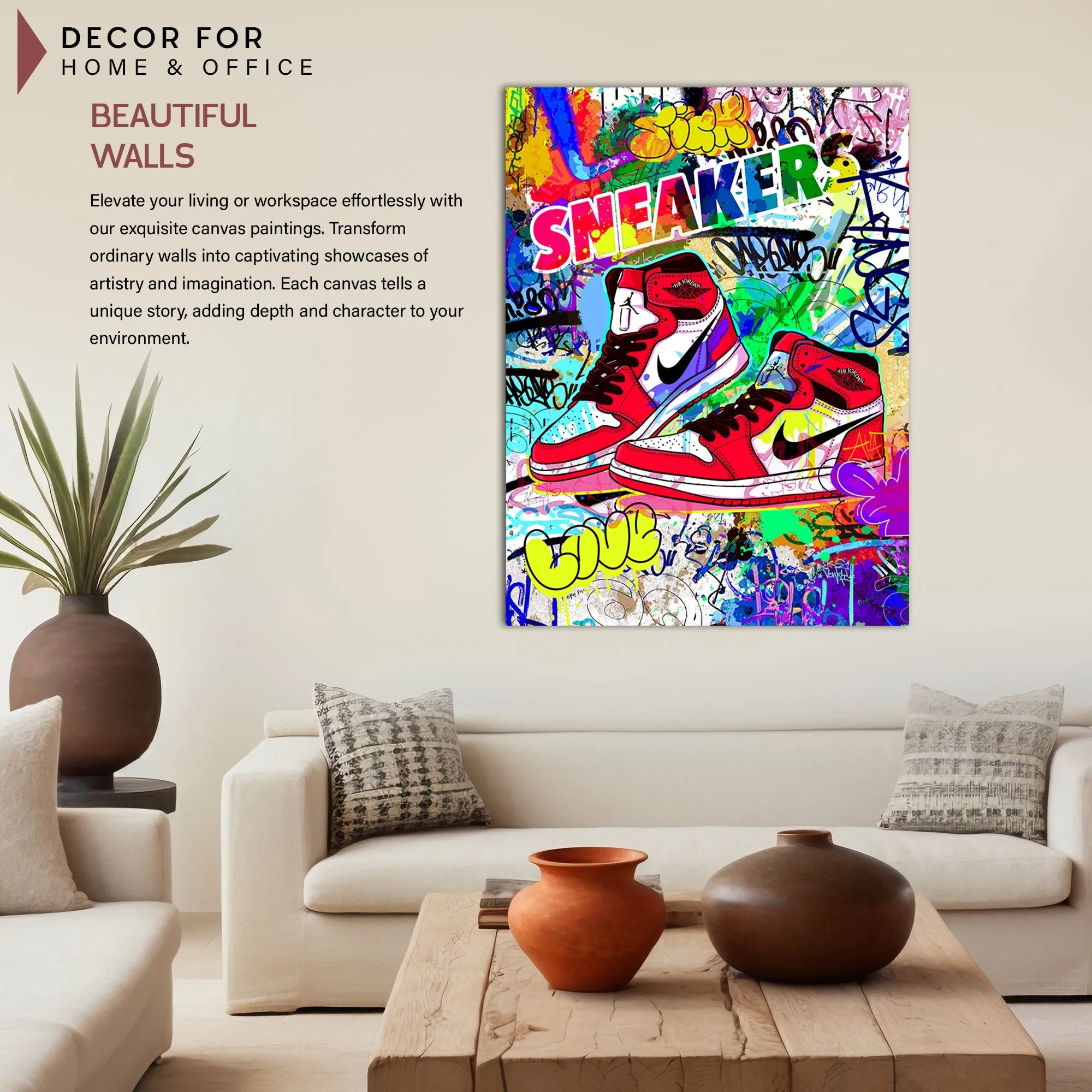 Cool Sneakers Canvas Paintings | Urban Shoe Art Collection for Living Room Bedroom Wall Decor